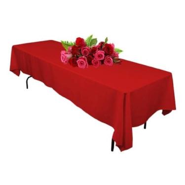 Imagem de Toalha de Mesa Oxford Grossa Retangular Decorativa para Sala de Jantar – Diversas Cores (Vermelho,Liso)