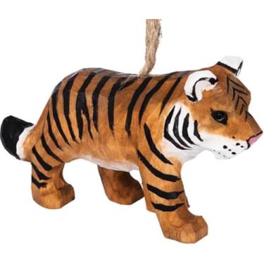 Imagem de Ornamento de madeira de tigre para decoração de animais 10 x 2,5 x 7 cm