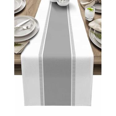 Imagem de Table Runner Futuregrace Stripes, linho, cinza, 36x180cm
