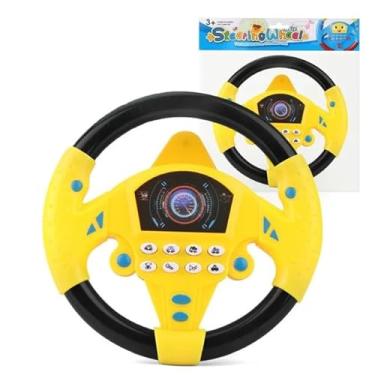 Imagem de Volante Brinquedo Interativo Buzina Led Som Infantil Musical (Amarelo)
