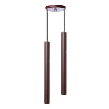 Imagem de Pendente Luminária Tubo Marrom 30 Cm - Duplo - Iluminar Ambiente