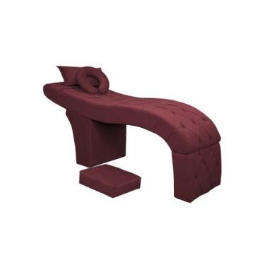 Imagem de Maca Estética E Escada Para Extensão De Cílios Veludo Bordo - SOFA STO