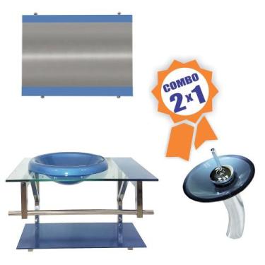 Imagem de Combo 2 em 1 - Gabinete 60cm Lituânia + Torneira Ibiza - EKASA, Azul