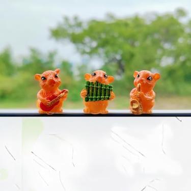 Imagem de Decorações de painel de carro de hamster fofo, acessórios de espelho retrovisor de banda de hamster pequeno, decoração de console central, acessórios de carro interiores para mulheres/homens