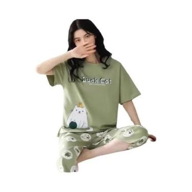 Imagem de Conjunto de Pijamas Femininos Plus Size - Manga Curta - Estilo Coreano