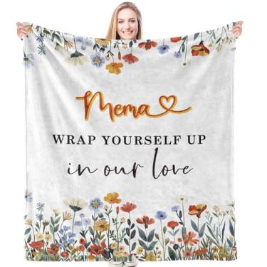 Imagem de HIWX Manta floral Mema, cobertor de presentes Mema para casa, quarto, sala de estar, sofá cama, melhores presentes para avó para aniversário de netos, netos, netos, netos, 127 x 152 cm