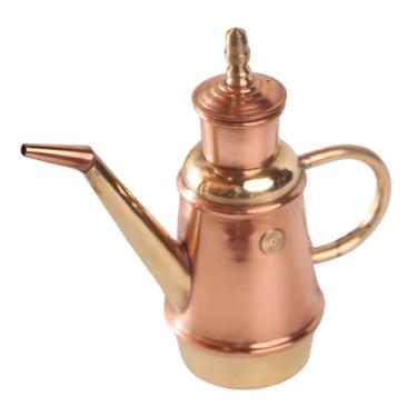 Imagem de KiBcsLic Dispensador de óleo de cobre, garrafa de azeite de oliva de 350ml, tampa à prova de vazamentos, recipiente dispensador de azeite turco feito à mão