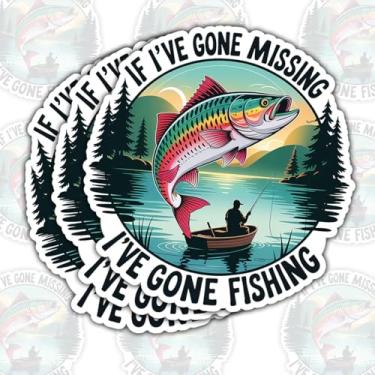 Imagem de Adesivos de vinil engraçados If I've Gone Missing I've Gone Fishing, 3 peças para caixa de equipamento, refrigerador, garrafa de água, laptop, presentes para homens e mulheres pescadores (7,6 cm)