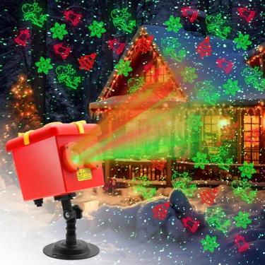 Imagem de LUXONIC Projetor De Caixa Presente Com 13 Padrões Natal E Halloween, Luzes Led Controle Remoto, À Prova D'Água Ip65, Decoração Jardim, Feriados Para Ambientes Internos Externos, Presentes Festivais