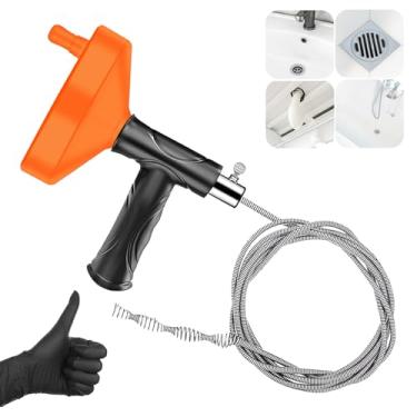 Imagem de Trado de cobra de drenagem de 33 metros, ferramenta de remoção de entupimento de cabelo de drenagem de cobra de encanamento, desentupidor de pia, trado de cobra de vaso sanitário, ferramenta de