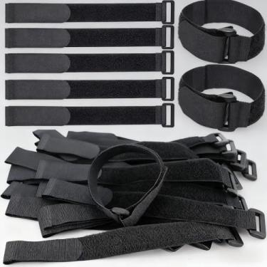 Imagem de 10 peças reutilizáveis prendedor de cabo, gancho, alça organizadora de fio de nylon, fecho ajustável, gerenciamento de cabos de 40 cm