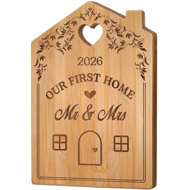 Imagem de AceThrills Presentes de inauguração de casa nova casa, presentes de aquecimento de casa, decoração de festa de apartamento novo - Tábua de corte de bambu gravada 30 cm C x 21 cm L x 1 cm (nossa