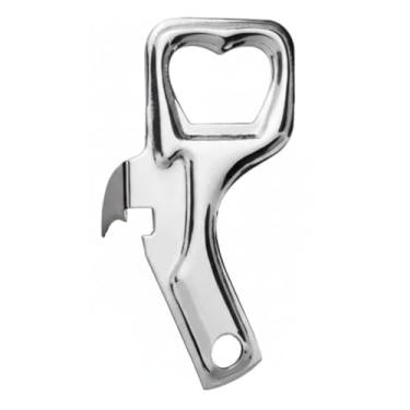 Imagem de Abridor de Latas e Garrafas 9cm em Metal Design Clássico Inox