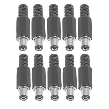 Imagem de 10 peças 5,5 mm x 2,1 mm DIY macho DC Power Plug Jack adaptador de solda