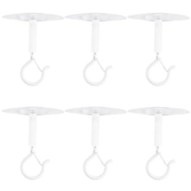 Imagem de GORGECRAFT 6 ganchos de rede mosquiteira de teto 6 cm gancho de beliche branco super cola ganchos de cama de dossel ganchos giratórios de bloqueio de teto para pendurar rede mosquiteira toalha casaco