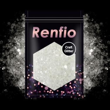 Imagem de Renfio Glitter grosso transparente, 100 g (100 g) pó fino misto PET floco de lantejoulas iridescentes para artesanato de resina, pintura de ornamento de copo, corpo de cabelo, decoração de casamento - transparente