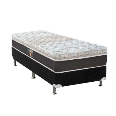 Imagem de Cama Box Solteiro: Colchão Molas Ensacadas Castor Pocket Class Híbrido + Base Suede Black(88x188)