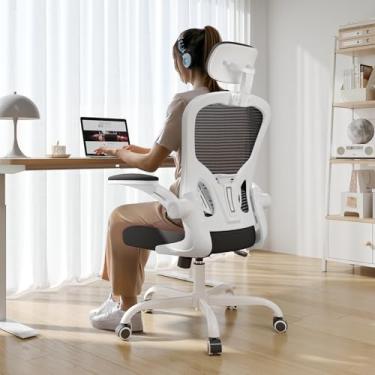 Imagem de Cadeira de escritório ergonômica, capacidade de 150 kg, cadeira de computador com encosto alto para longas horas confortável, cadeira executiva giratória giratória para escritório em casa com apoios