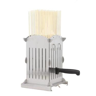 Imagem de Caixa para fazer kebab de 49 furos com facas, máquina de espeto de carne de aço inoxidável, ferramenta de churrasco rápida para fazer espetos, fácil de desmontar, durável e lavável na lava-louças para