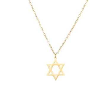Imagem de JunRover Joias judaicas de aço inoxidável – Pingente de estrela de Davi, mão Hamsa, menorá/mapa de Israel – Colar de Israel para mulheres e homens – Presentes religiosos para Hanukkah, Bar Mitzvah