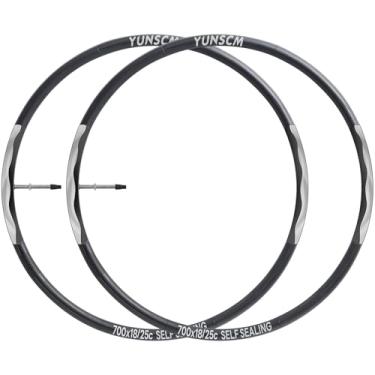 Imagem de 2 peças 700C autovedantes 700 x 18C 700 x 20C 700 x 23C 700 x 25C RFV60 mm reparo automático, tubos resistentes a perfurações compatíveis com tubos de pneu de bicicleta 70x18C/25C, válvula Presta