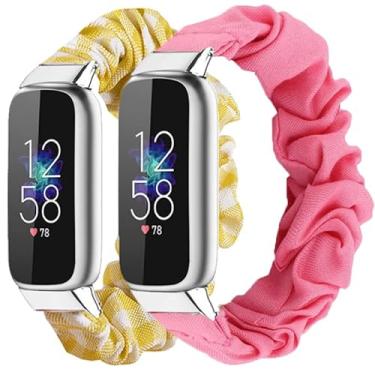 Imagem de 2 unidades compatíveis com pulseiras Fitbit Luxe para mulheres, meninas, tecido macio, estampado, pulseiras elásticas para Fitbit Luxe Fitness Tracker (cor D)