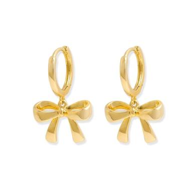 Imagem de Frigotine Brincos de argola pequenos com laço para mulheres, delicados, bonitos, elegantes, fitas, brincos pendurados, acessórios de formatura, joias modernas, presente, Latão, Sem pedra preciosa