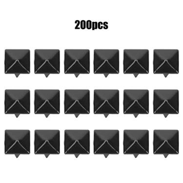 Imagem de RiToEasysports DIY Sapatos Sacos Chapéus Acessórios de Decoração Rebites Quadrados Metal 9 Mm - 200pcs para Acessórios Artesanais de Couro Dote Vermelho] Fácil de Instalar para Quebra-ventos, Sapatos (Preto brilhante)