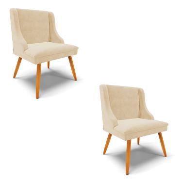 Imagem de KIT 02 CADEIRAS DE JANTAR LIZ SUEDE BEGE
