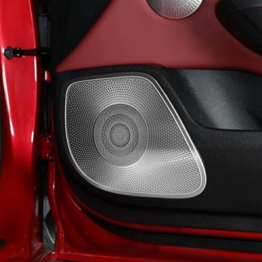 Imagem de 4 peças capas de acabamento de alto-falante de porta interior cromado estilo aço inoxidável capa de alto-falante de porta interior de carro compatível com acessórios Kia Stinger 2017-2024