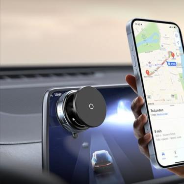 Imagem de Suporte magnético de telefone para carro, ventosa a vácuo para painel e para-brisas, suporte de telefone sem cola para navegação e chamadas de condução, preto