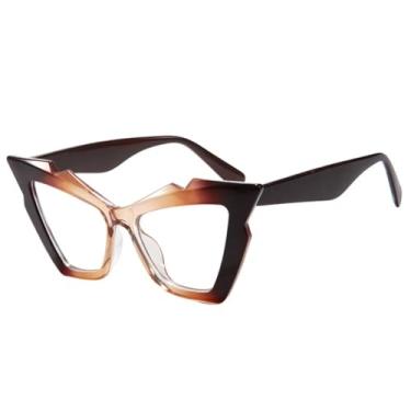 Imagem de HCPIHF Óculos de sol vintage grandes de luxo, feminino, gradiente, masculino, punk, armação grande, UV40 (marrom)