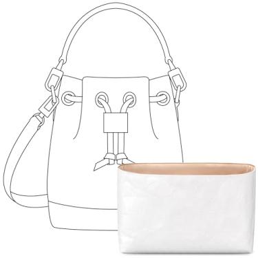 Imagem de FANJI Project Bolsa organizadora para bolsa LV NOE Nano, ajuste personalizado dentro de vanile premium, leve, resistente à água, bolsa de mão com acessórios de suporte de copo (Vanile, MM)