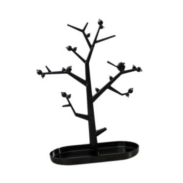 Imagem de kowaku Suporte em formato de árvore para joias, elegante expositor de joias, porta-brincos e anéis, Preto