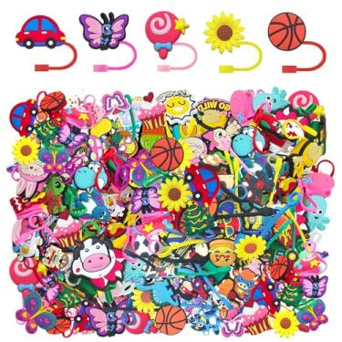 Imagem de Pacote com 30 protetores de palha de silicone aleatórios para Stanley Cup, tampas reutilizáveis à prova de poeira, acessórios de canudo de copo, compatíveis com copos de 850 a 1,134 g