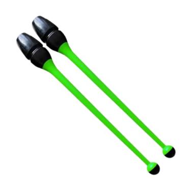Imagem de Vaveren Conjunto de 2 bastões de ginástica rítmica para crianças e adultos, em borracha, com 41 cm de comprimento. Equipamento para treinamento de ginástica, Verde