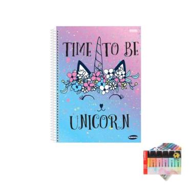 Imagem de Kit Caderno Feminino KBOM Capa Dura 96 Folhas + Caneta Trigel Metálica + Marca Texto Boss