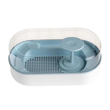 Imagem de IEUDNS Tanque de tartaruga Aquário Habitat de répteis Acessórios de decoração Sapo Tartarugas Tanques de tartaruga Tanque de répteis eremita Equipamentos de, Azul acinzentado