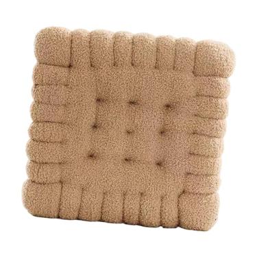 Imagem de RNXRZANK Almofada de Assento em Formato de Biscoito, Almofada de Chão, Almofada de Meditação Confortável, Moderna E Charmosa, Almofada de Cadeira em Formato de, Praça Cáqui, Tamanho real