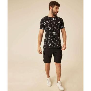 Imagem de Bermuda Masculina Moletom Cargo MR-16591, Preto, M