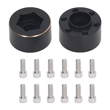 Imagem de Ainoli 2pcs 1.9 2.2 Polegada roda hex hub ampliar adaptador de latão preto adaptador de aro de roda para carro de controle remoto (12mm)