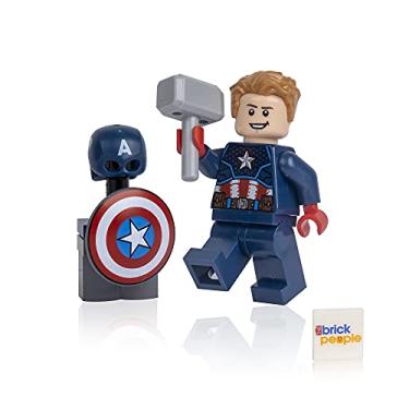 Imagem de LEGO Super-heróis: Minifigo do Capitão América com Escudo, Suporte e Martelo (Mjolnir)