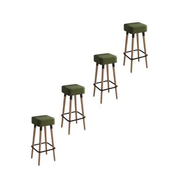 Imagem de Kit 4 Banquetas Altas Estofadas Manila 70Cm Verde - Adz