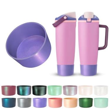 Imagem de Bota de silicone gradiente brilhante para Owala 30 1,134 g FreeSip Sway & Tumbler, capa protetora inferior com glitter metálico camaleão, capa antiderrapante para acessórios de garrafa de água, livre