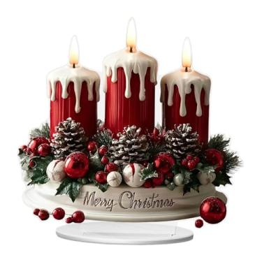 Imagem de Fenteer Placa de acrílico plana 2D para mesa, decoração natalina atraente, enfeite para lareira, sala de estar e festas de fim de ano, Style B