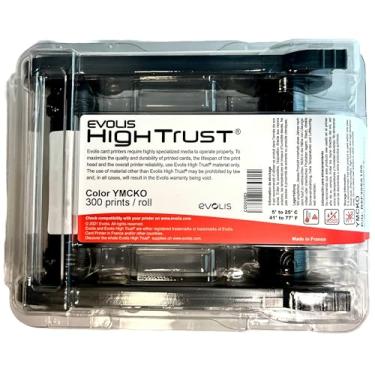 Imagem de Evolis Fita de impressora colorida Primacy 2 R5F208A100 YMCKO | 300 impressões coloridas, compatível com impressora Evolis Primacy 2, para cartões de identificação, crachás e códigos de barras