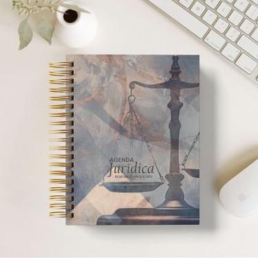Imagem de Agenda Jurídica 2026 A5, Planejador Diário com 416 Páginas, Calendário 2026 e 2027, Controle Financeiro Mensal, Espiral Dourada