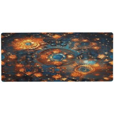 Imagem de Wassud Tapete de mouse mandala colorido para jogos com base de borracha antiderrapante, mouse pad longo para teclado de computador com borda costurada, almofada grande à prova d'água para escritório