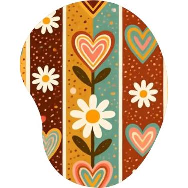 Imagem de Mouse Pad Ergonômico Gota Estampa Corações Flores Retrô