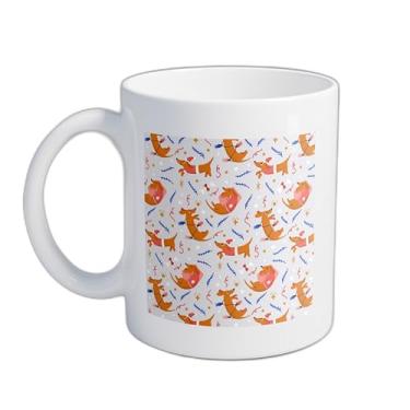 Imagem de Caneca Xícara Café Porcelana 300ml Com Desenho Colorido De Natal